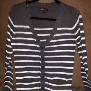Grey and white stripe cardigan size Medium